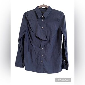 Banana Republic Tailored Fit Button Down in Blue Ruffle Women’s 12